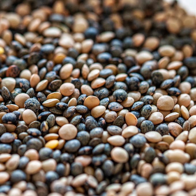 Lentilles en gros plan
